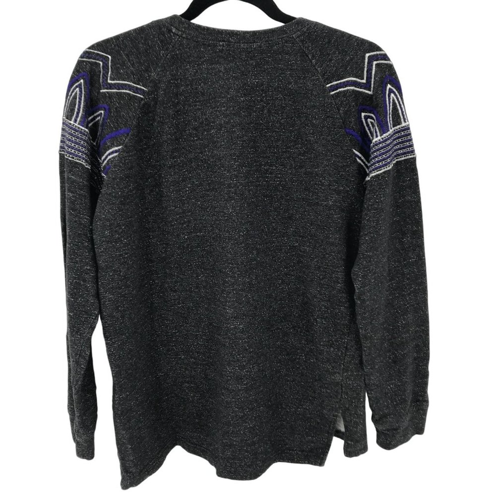 Hazel Womens Charcoal Embroidered Beaded Pullover Crew Long Sleeve Top Size M - Picture 4 of 7